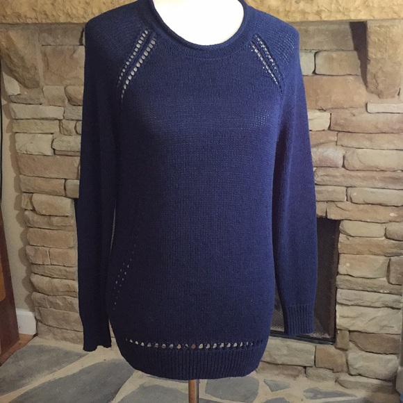 J. Crew Sweaters - J.Crew Cable Knit Navy Raglan Sweater Size M